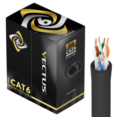 VECTUS CAT6, 305m Cable, Outdoor (Black)